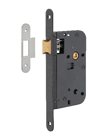 Serrure encastrable pour porte intérieure, axe 60mm, bouts ronds, noir - THIRARD Serrures encastrables