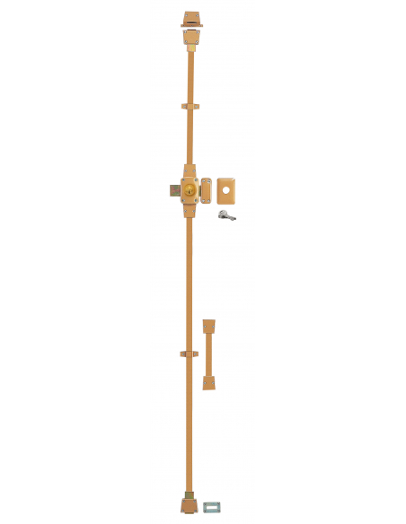 Verrou double entrée Mirage 6 pour porte d'entrée, cylindre 45mm, tringle 3 pts en acier, droit, 3 clés, bronze - THIRARD Ver...