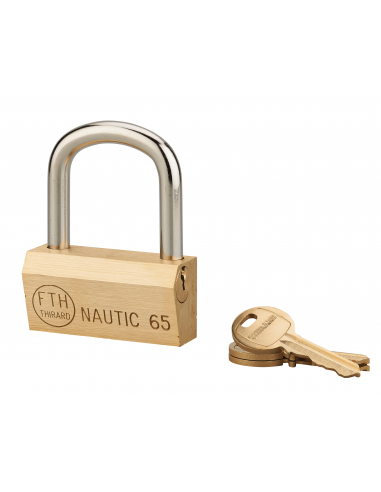 Cadenas à clé Nautic, laiton, intérieur, anse acier, 65mm, 3 clés - THIRARD Cadenas à clé