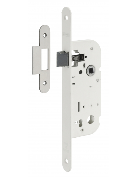 Serrure encastrable pour porte intérieure, BEC DE CANE, axe 40mm, bouts ronds, blanc - THIRARD Serrures encastrables