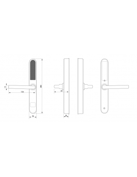 Paire de poignées connectées Intelock Room hôtel, pour porte d'hôtel, argent - INTELOCK Poignée de porte connectée