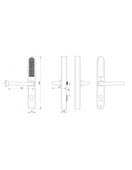 Paire de poignées connectées Intelock Multi, pour porte d'entrée, entr'axes 85mm, argent - INTELOCK Contrôle d'accès