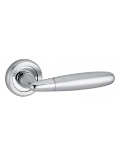 Paire de béquilles Mirella2 pour porte, carré 7mm, chromé brillant/satiné - THIRARD Poignée sur rosace