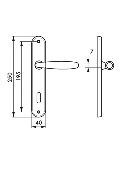 Ensemble de poignées pour porte de chambre Mirella2 trou de clé, carré 7mm, entr'axes 195mm, chromé brillant/satiné - THIRARD...