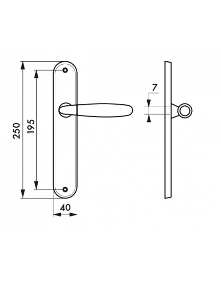 Ensemble de poignées pour porte intérieure Mirella2 sans trou, carré 7mm, entr'axes 195mm, chromé brillant/satiné - THIRARD P...