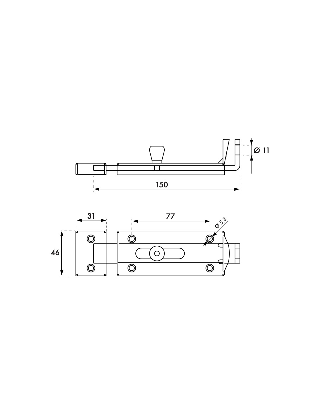 Porte cadenas THIRARD, l.150mm acier zingué