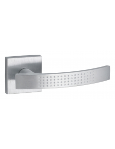 Paire de béquilles Grid pour porte, carré 7mm, chromé satiné - THIRARD Poignée sur rosace