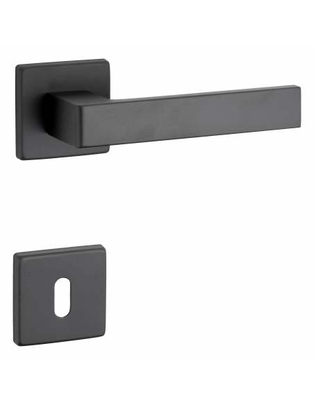 Paire de béquilles Zibel pour porte, carré 7mm, noir mat - THIRARD Poignée sur rosace