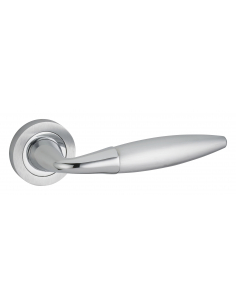 Paire de béquilles Arion pour porte, carré 7mm, chromé satiné/chromé brillant - THIRARD Poignée sur rosace