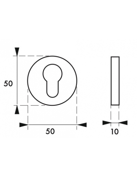 Ensemble de rosaces rondes Arion, Ø50mm, trou de cylindre, chromé satiné - THIRARD Rosace