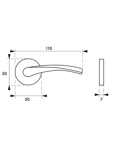 Paire de béquilles Canopee pour porte, carré 7mm, argent - THIRARD Poignée sur rosace