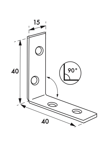 Equerre de renfort pour porte, 40x40x15mm, acier zingué - THIRARD Equerre