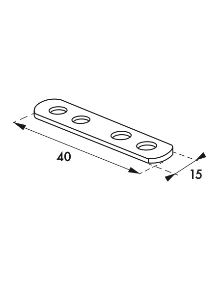 Patte d'assemblage, 40x15mm, bouts ronds, acier zingué - THIRARD Accessoires de fixation