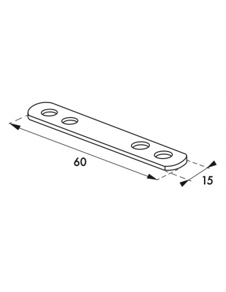 Patte d'assemblage, 60x15mm, bouts ronds, acier zingué - THIRARD Accessoires de fixation