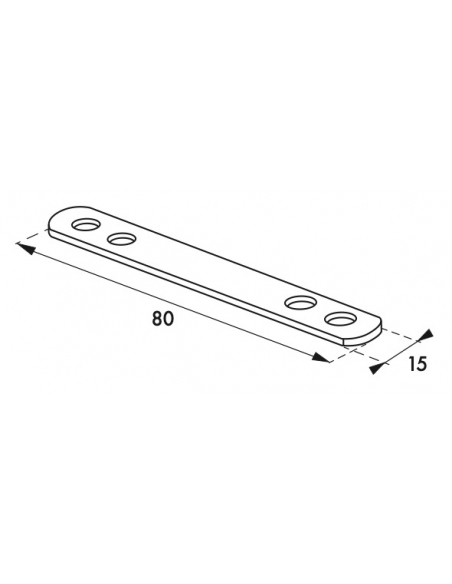 Patte d'assemblage, 80x15mm, bouts ronds, acier zingué - THIRARD Accessoires de fixation