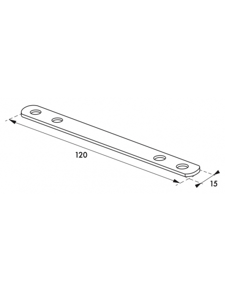 Patte d'assemblage, 120x15mm, bouts ronds, acier zingué - THIRARD Accessoires de fixation