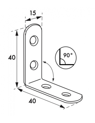 Equerre de chaise pour porte, 40x40x15mm, acier zingué - THIRARD Accessoires de fixation