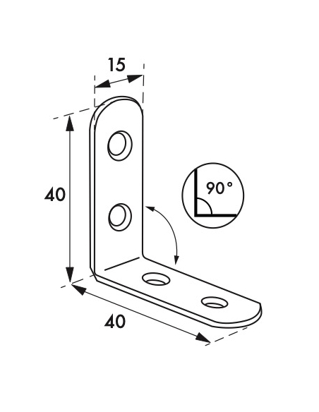 Equerre de chaise pour porte, 40x40x15mm, acier zingué - THIRARD Accessoires de fixation