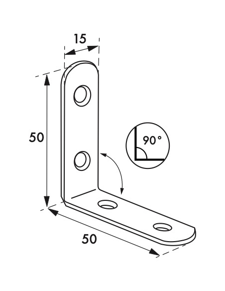 Equerre de chaise pour porte, 50x50x15mm, acier zingué - THIRARD Accessoires de fixation