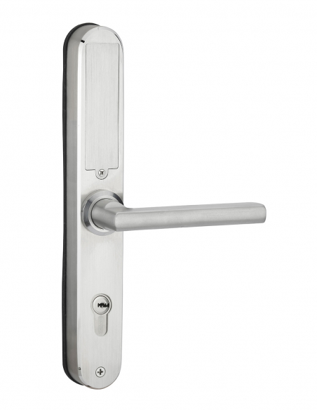 Paire de poignées connectées Intelock Multi, pour porte d'entrée, entr'axes 70mm, argent - INTELOCK Poignée de porte connectée