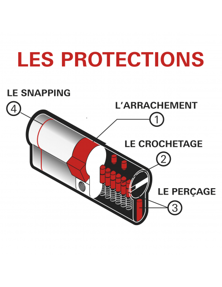 Cylindre de serrure à bouton Transit 2, 30Bx40mm, nickel, anti-arrachement, anti-perçage, anti-crochetage, 5 clés - THIRARD C...