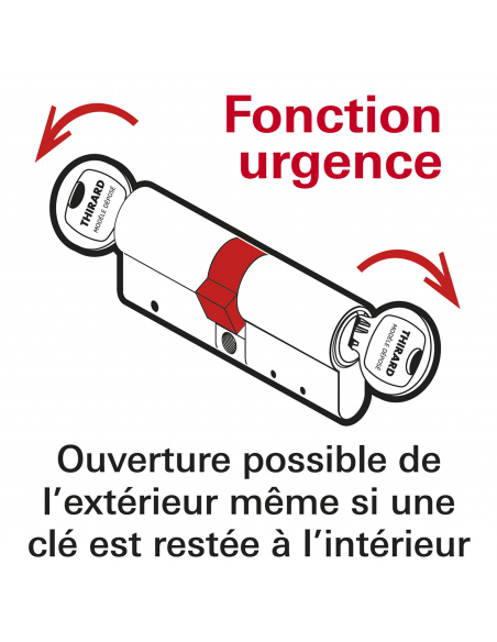 Cylindre de serrure à bouton Transit 2, 30Bx40mm, nickel, anti-arrachement, anti-perçage, anti-crochetage, 5 clés - THIRARD C...