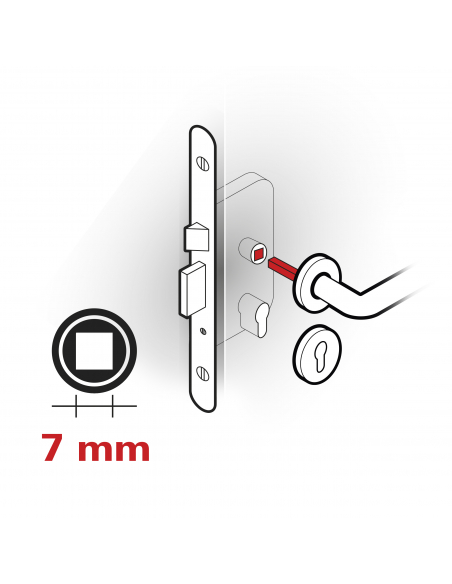 Paire de béquilles Boston pour porte, carré 7mm, chromé satiné - THIRARD Poignée sur rosace