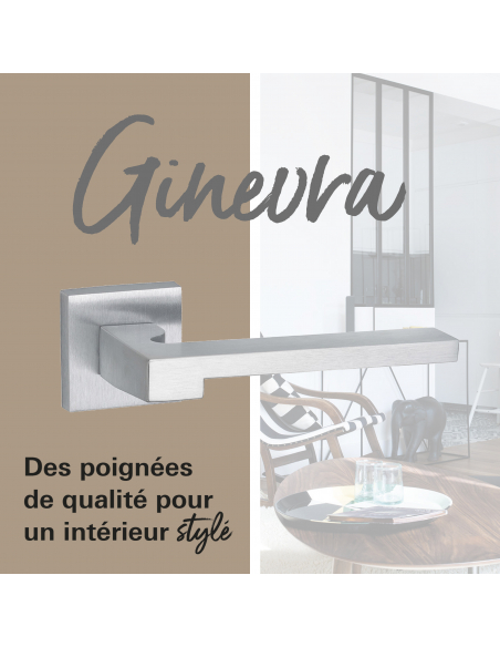 Paire de béquilles Ginevra pour porte, carré 7mm, chromé satiné - THIRARD Poignée sur rosace