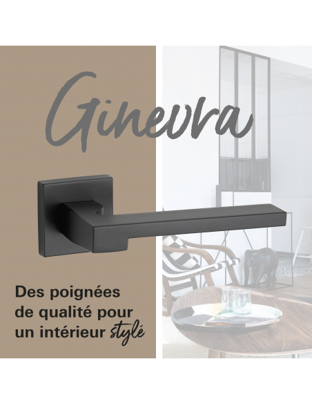 Paire de béquilles Ginevra pour porte, carré 7mm, noir mat - THIRARD Poignée sur rosace