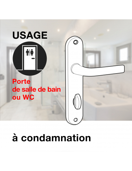 Ensemble de poignées pour salle de bain Mirella2 à condamnation, carré 7mm, entr'axes 195mm, chromé brillant/satiné - THIRARD...