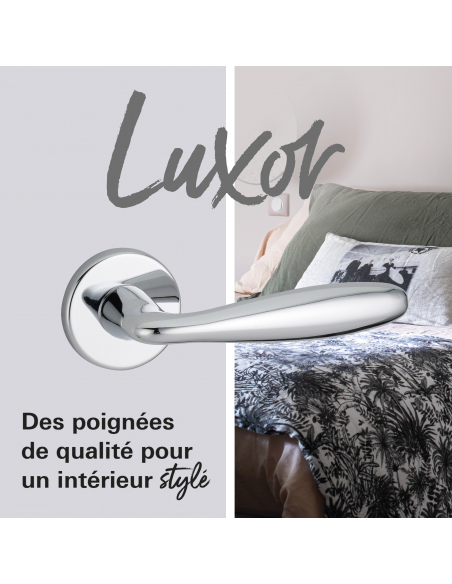 Paire de béquilles Luxor pour porte, carré 7mm, chromé brillant - THIRARD Poignée sur rosace