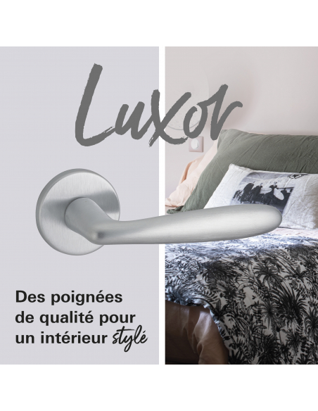 Paire de béquilles Luxor pour porte, carré 7mm, chromé satiné - THIRARD Poignée sur rosace