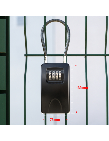 Boite à clé à combinaison, 4 chiffres, acier, 47x75mm, avec câble, noir - THIRARD Boîte à clés