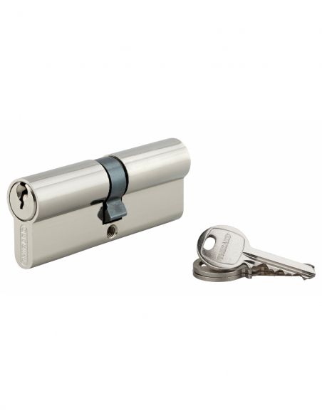 Cylindre de serrure double entrée SA UNIKEY (achetez-en plusieurs, ouvrez avec la même clé), 40x40mm, 3 clés, nickelé - THIRA...