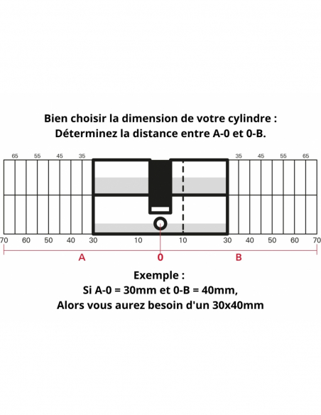 Cylindre de serrure double entrée SA UNIKEY (achetez-en plusieurs, ouvrez avec la même clé), 40x40mm, 3 clés, nickelé - THIRA...