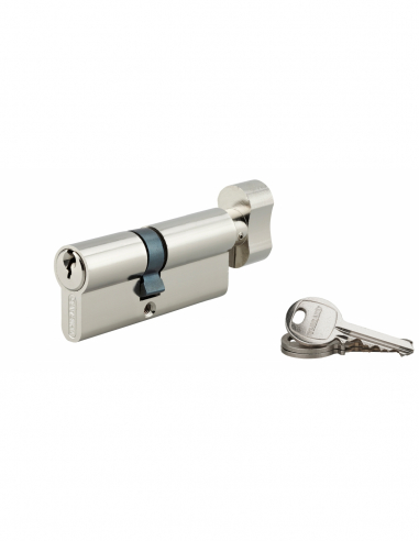 Cylindre de serrure à bouton SA UNIKEY (achetez-en plusieurs, ouvrez avec la même clé), 40Bx30mm, 3 clés, nickelé - THIRARD C...