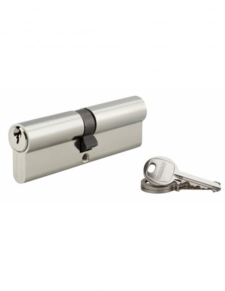 Cylindre de serrure double entrée SA UNIKEY (achetez-en plusieurs, ouvrez avec la même clé), 50x50mm, 3 clés, nickelé - THIRA...