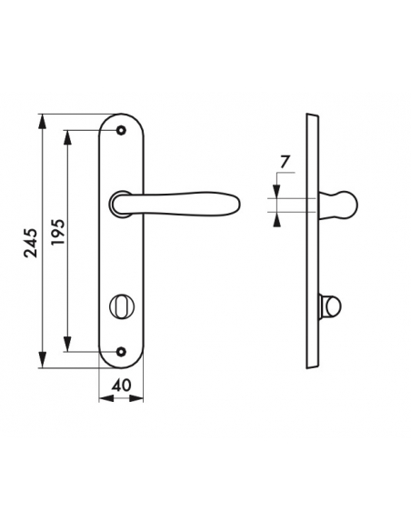 Ensemble de poignées pour salle de bain/toilette Goccia à condamnation, carré 7mm, entr'axes 195mm, chromé satin - THIRARD Po...