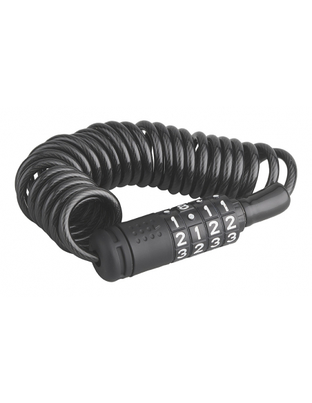 Antivol de trottinette électrique à code, câble acier gainé PVC, longueur 1.5m, Ø4mm, 4 chiffres - THIRARD Antivols à combina...