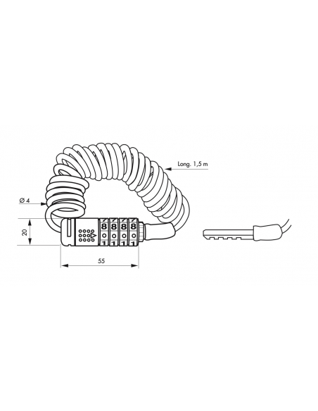 Antivol de trottinette électrique à code, câble acier gainé PVC, longueur 1.5m, Ø4mm, 4 chiffres - THIRARD Antivol