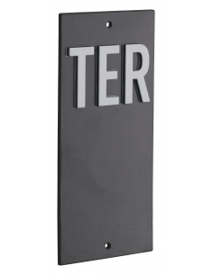 Plaque de signalisation TER, marquage blanc sur fond noir, panneau ABS à visser, 56x120mm - THIRARD Signalétique
