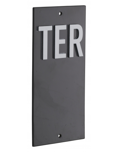 Plaque de signalisation TER, marquage blanc sur fond noir, panneau ABS à visser, 56x120mm - THIRARD Signalétique