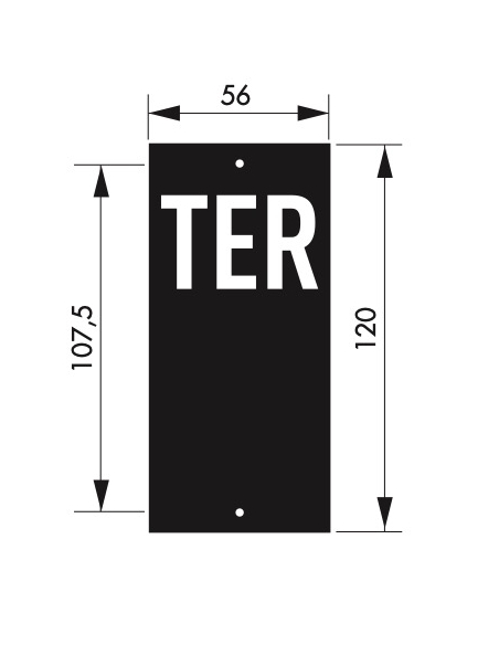 Plaque de signalisation TER, marquage blanc sur fond noir, panneau ABS à visser, 56x120mm - THIRARD Signalétique