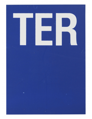 Plaque de signalisation TER, marquage blanc sur fond bleu, panneau PVC adhésif, 65x90mm - THIRARD Signalétique