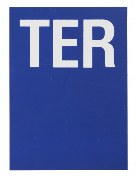 Plaque de signalisation TER, marquage blanc sur fond bleu, panneau PVC adhésif, 65x90mm - THIRARD Signalétique
