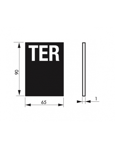 Plaque de signalisation TER, marquage blanc sur fond bleu, panneau PVC adhésif, 65x90mm - THIRARD Signalétique