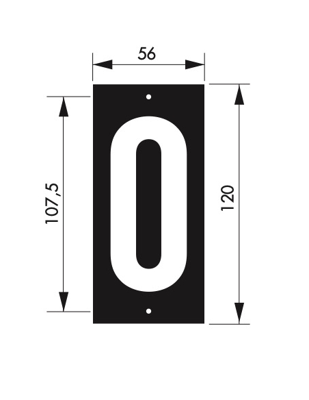 Plaque de signalisation 0, marquage blanc sur fond noir, panneau ABS à visser, 56x120mm - THIRARD Chiffres à visser