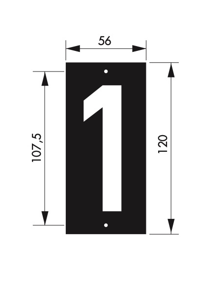 Plaque de signalisation 1, marquage blanc sur fond noir, panneau ABS à visser, 56x120mm - THIRARD Signalétique