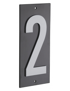 Plaque de signalisation 2, marquage blanc sur fond noir, panneau ABS à visser, 56x120mm - THIRARD Chiffres à visser