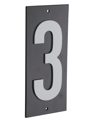 Plaque de signalisation 3, marquage blanc sur fond noir, panneau ABS à visser, 56x120mm - THIRARD Chiffres à visser